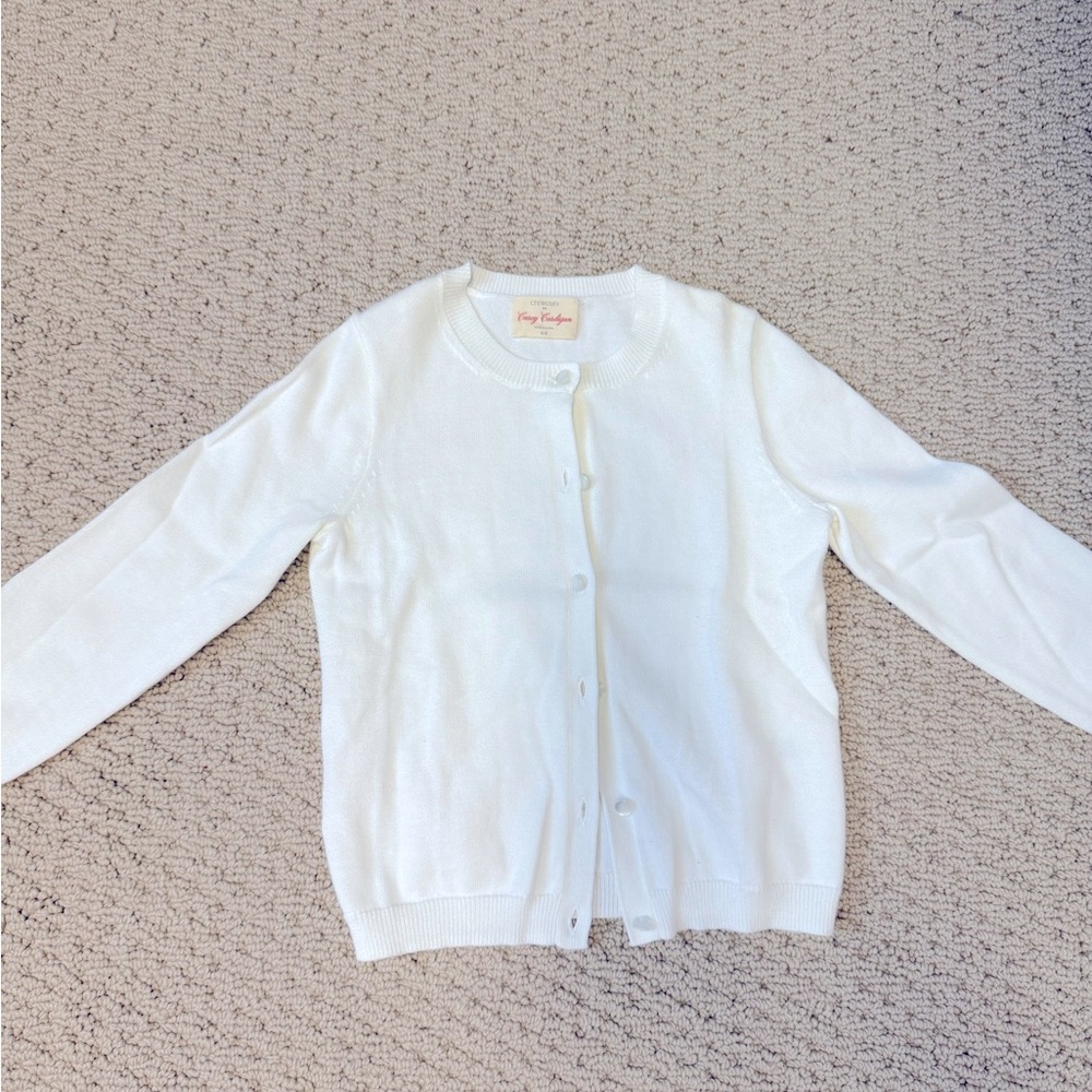 Jcrew Crewcuts White Casey Cardigan Sweater Sz 4-5